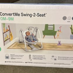 Ingenuity Convert Me 2-in-1 Portable Vibrating Baby Swing Nash, Infant, Gray