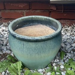 Small Teal Outdoor Pot