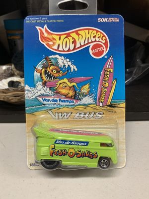 Photo 1997 HOT WHEELS VAN de KAMPS CUSTOMIZED VW DRAG BUS FISH-O-SAURS