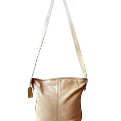 Vintage COACH BLEECKER 4153 Smooth Leather Bucket Shoulder Bag Handbag White