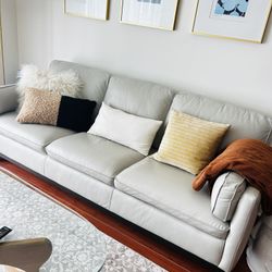 Lt Gray Leather Sofa