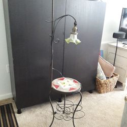 Vintage Bedside/Sofa Table With Adjustable Lamp