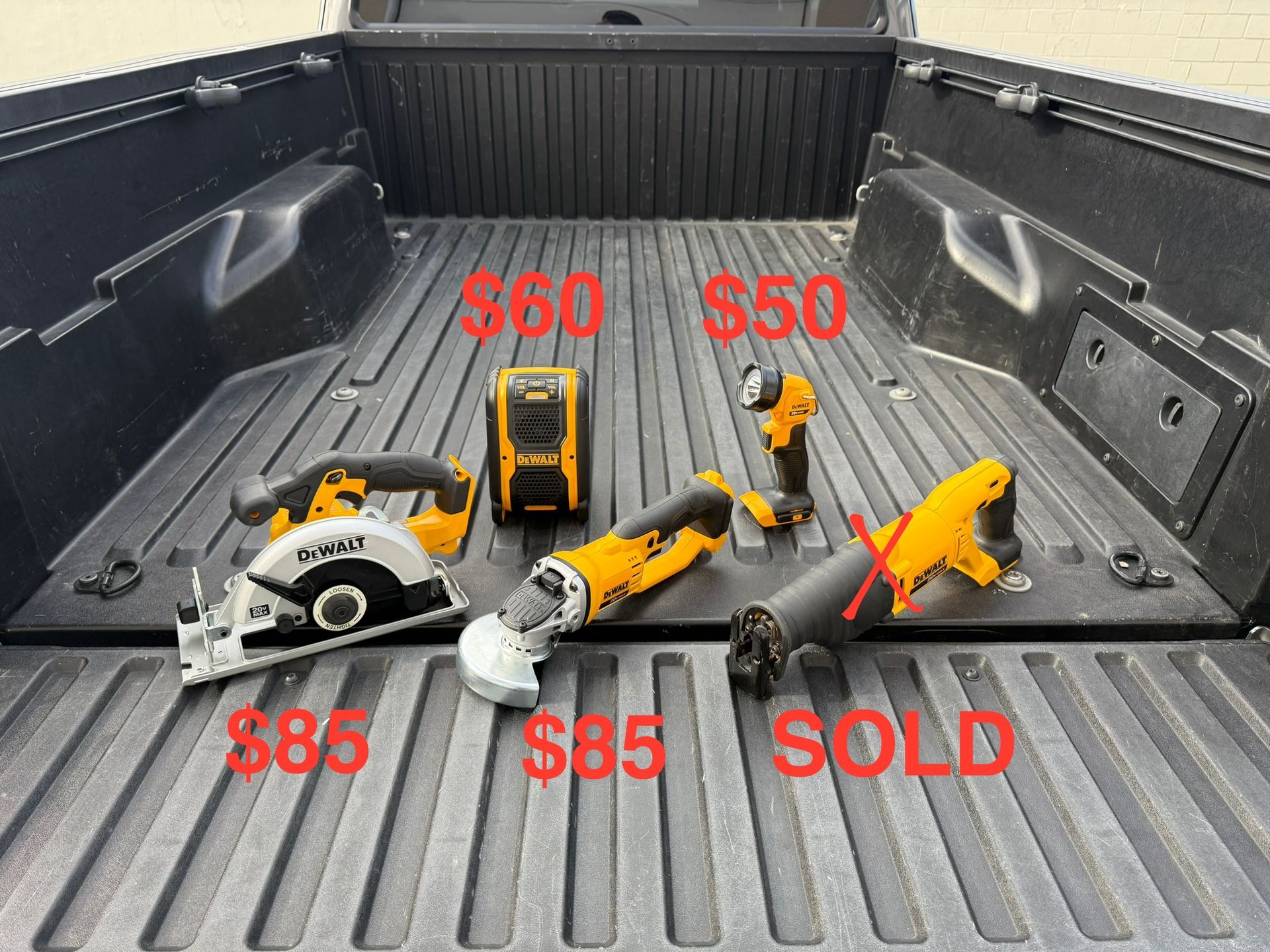DEWALT 20V MAX Circular Saw, Grinder, Speaker & Worklight **SEE PIC FOR PRICING**