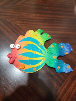 11.5" Colorful Metal Tropical Fish Wall Art - Whimsical Decor