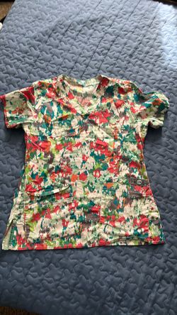 Floral Print Medical Scrub Top Wonder FLEX