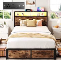 Metal Wood queen bed frame