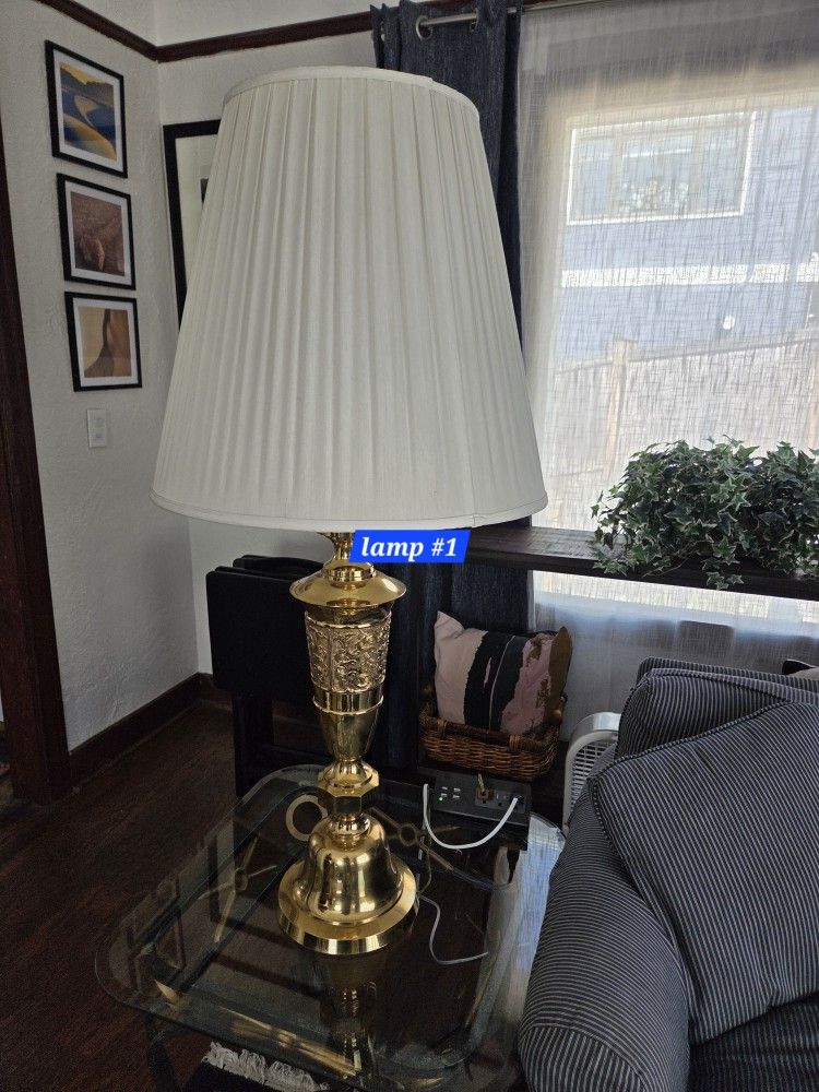 Pair Brass Matching Lamps MCM