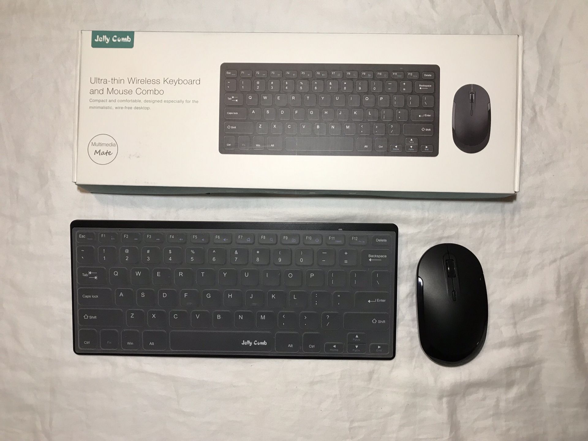 Jelly Comb Ultra Thin Wireless Keyboard And Mouse Black