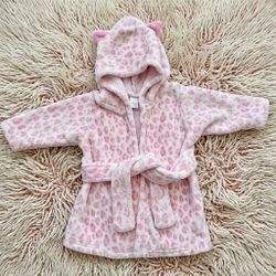 Hudson Baby Pink Leopard Print Bathrobe 0-9M