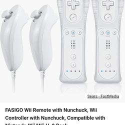 New Wii Controllers with Nunchucks 2 Pack