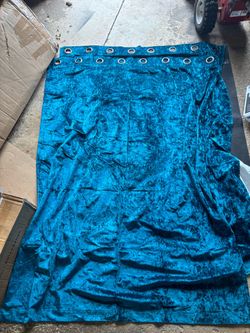 Teal Crushed Velvet Eyelet 2 Curtain Panels