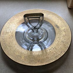 Very Rare Gold Trim Vintage Cookie Tray With Handle. 