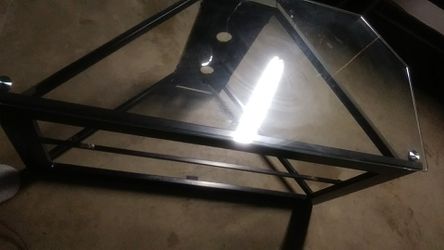 Tv stand black frame with glass shelves