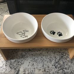 Elevated Cat Or Small Dog Ceramic Bowls 