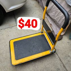 Foldable Platform Truck Push Dolly 330 lb. Weight Capacity Black and Yellow