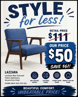 Blue Fabric Accent Arm Chair