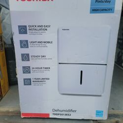 TOSHIBA 50-PINT 115-VOLT ENERGY STAR MOST EFFICIENT DEHUMIDIFIER WITH CONTINUOUS OPERATION FUNCTION COVERS UP TO 4,500 SQ. FT.