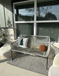 Rattan outside bench