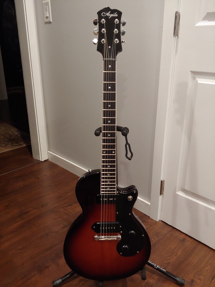 Agile electric guitar with p-90 pickups and Marshall amp for sale