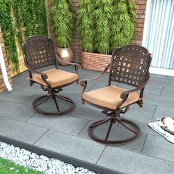 2 Piece Outdoor Bistro Dining Swivel Rocker Chair Set Cast Aluminum Dining Chairs $120/2pcs