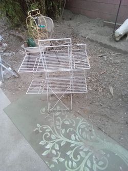 Vintage planter collapsible white rack