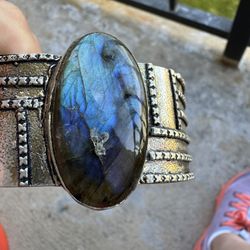 Labradorite Silver Cuff.  New