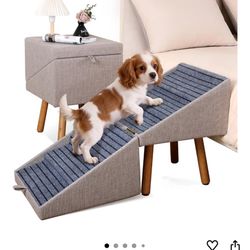 21.06”H Dog Stairs for High Bed, 6-Step Pet Stairs with Split Ottoman Design - Tall Dog Steps Convertible to Bedside Table Nightstand, Large Non-Slip 