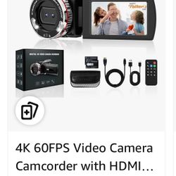 4K 60FPS Video Camera Camcorder with HDMI Cable, 48MP Vlogging Camera for YouTube, 21X Zoom Dual Lens Camera Recorder, Rotatable Screen Video Recorder