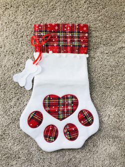 Christmas dog Paw stockings Red