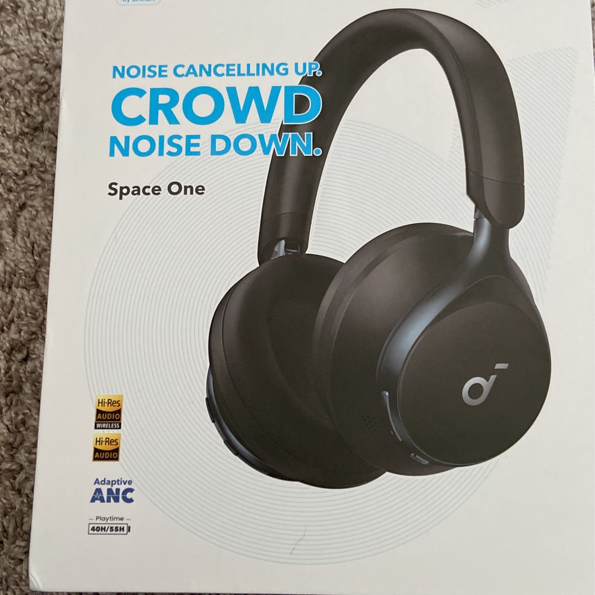 Soundcore - by Anker Space One True Wireless Noise Cancelling Over-the-Ear Headphones - Black Model:A3035Z11