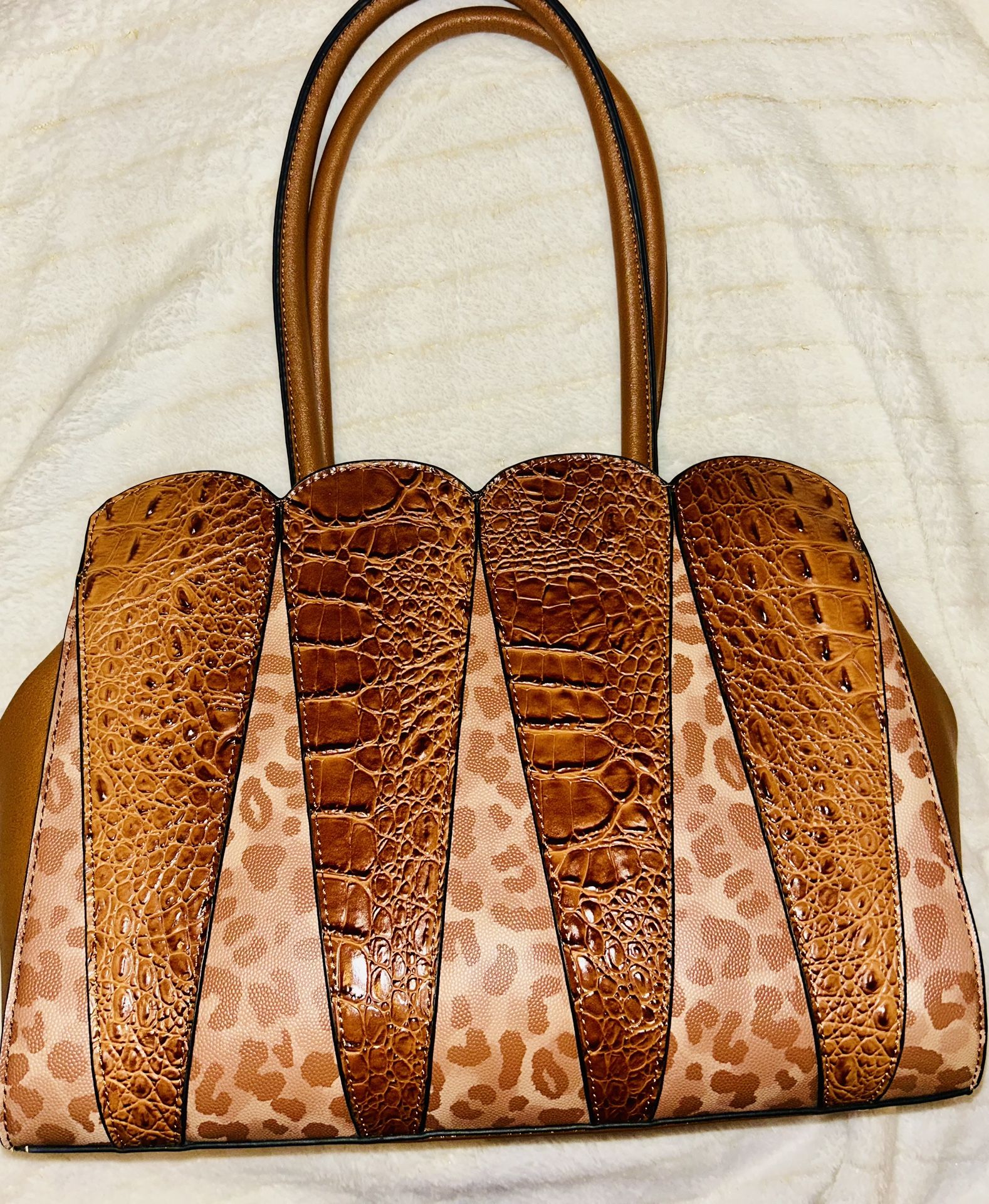 Large Brown Handbag with Detailed Design