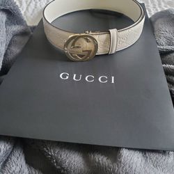 White Gucci belt