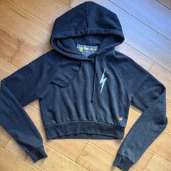 Aviator Nation cropped hoodie BLACK size S like new