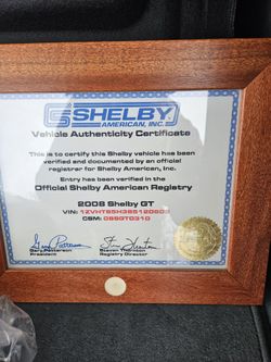 Shelby American Certificate Of Authentication