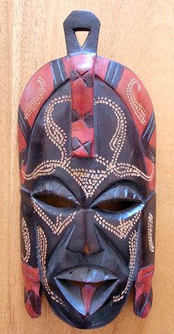 Hand Carved African Wooden Mask Kenya Tribal Wall Art Decor