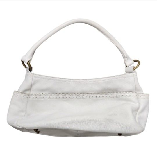 Hobo International White Leather Shoulder Bag Gold Accents