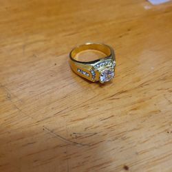 Gold Plated Cubic Zirconia Ring Size 10