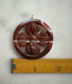 Carved Carnelian Semiprecious Stone Vajra pendant