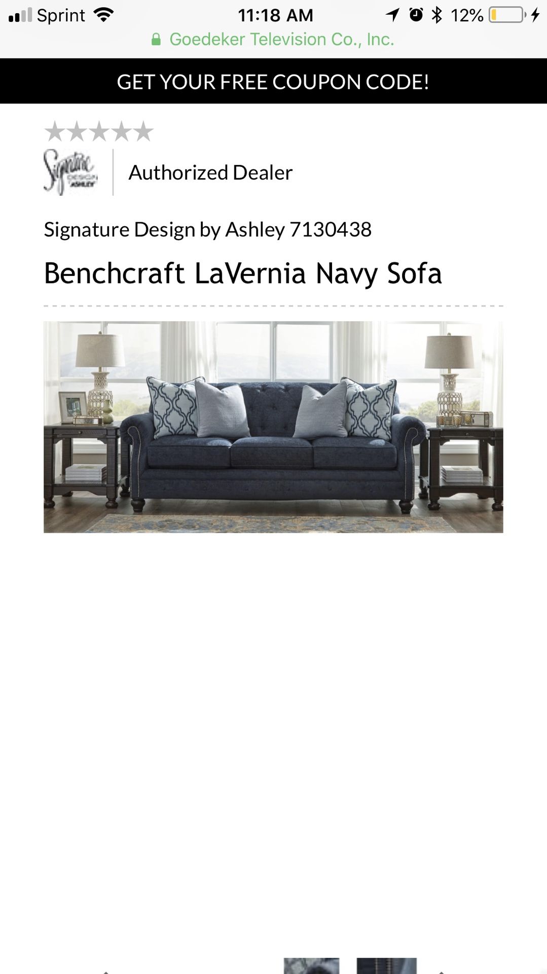 Moving Sale Benchcraft LaVernia Navy Sofa for Sale in Queen Creek