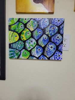 Little Fish. 12x16 Acrylic On Canvas. 3d Looking