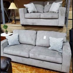 Light Colored Comfy 2 Piece Living Room Set ( Sofa & Loveseat ) 🤩 Brand New💥 Delivery Available 👍
