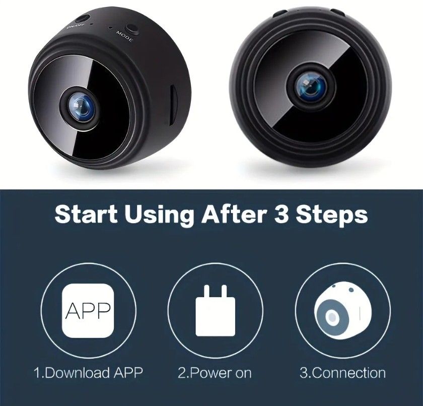 Discreet Wireless HD Mini Camera, Night Vision Motion Detection
