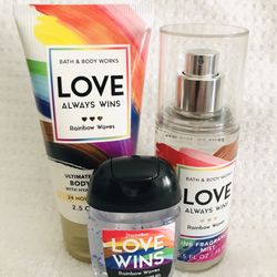 New! BATH & BODY WORKS❤️🧡🌈LOVE WINS🌈💛💚3-pc Mini Set Travel  