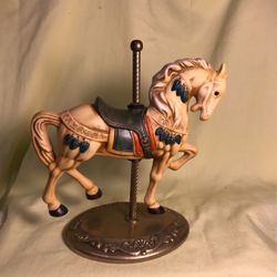 Vintage Carrousel Horse , Metal Base 