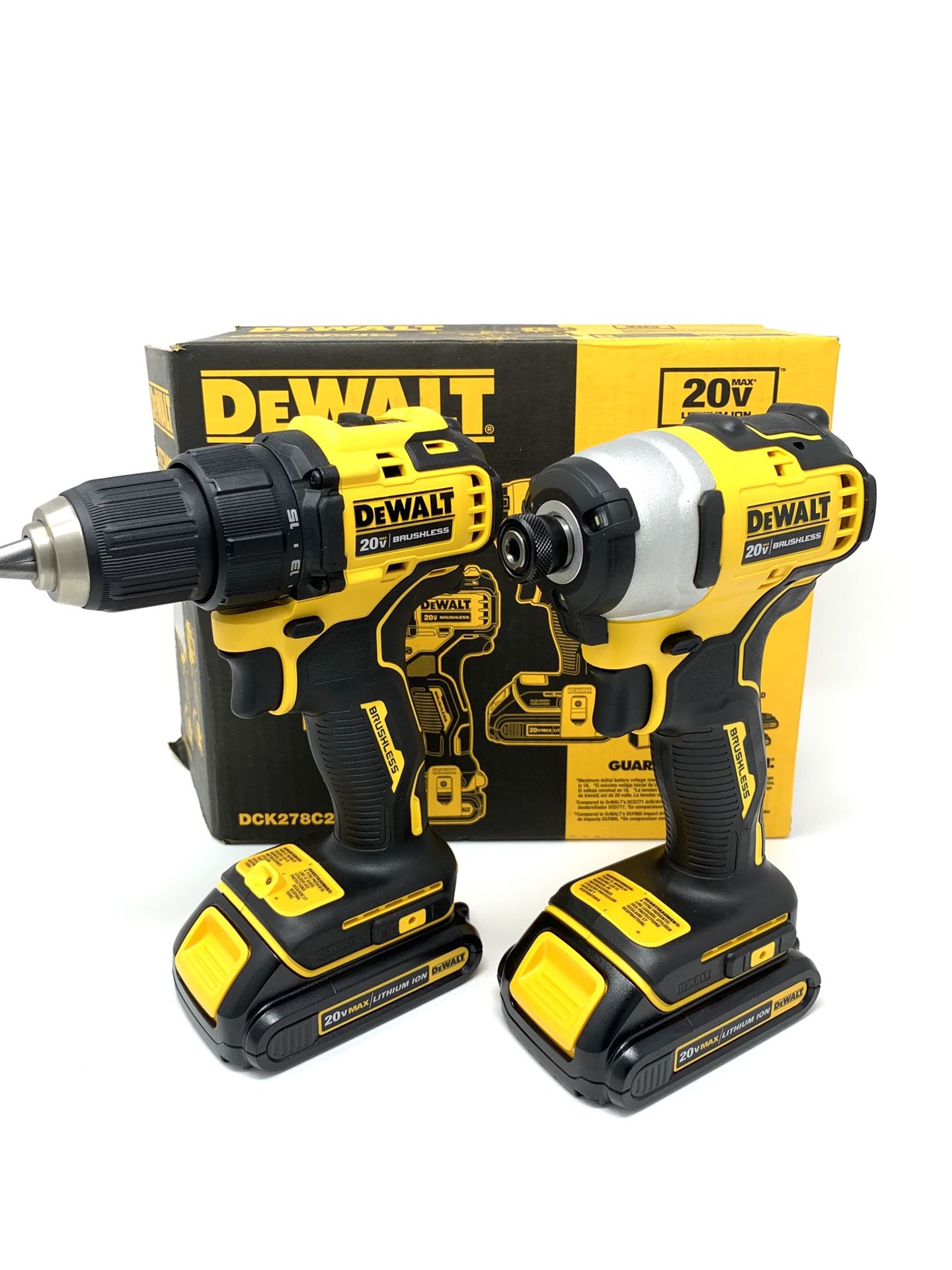 DeWalt ATOMIC 20-Volt MAX Lithium-Ion Brushless Cordless Compact Drill/Impact Combo Kit (2-Tool) 2 Batteries 1.3Ah and Charger