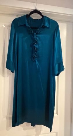 Teal Satin Tuxedo Style Dress