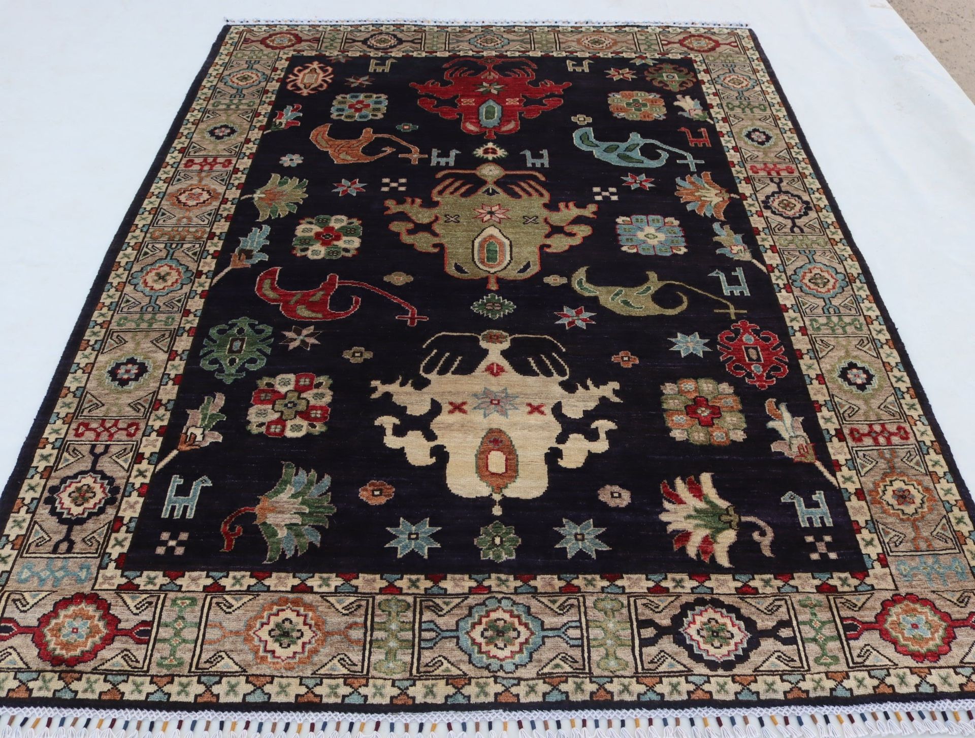 6x8 ft Navy blue Oushak Area Rug – Hand-Knotted Wool Rug - Navy blue Area Rug
