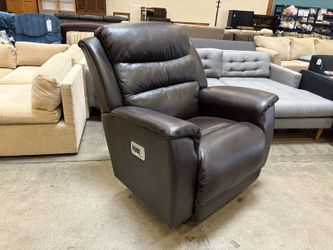 LA-Z-BOY Espresso Leather Power Recliner with Adjustable Headrest and Lumbar