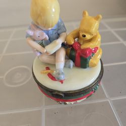 Midwest Disney Pooh and Christopher Robin Porcelain Hinged Trinket Box