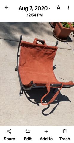 Folding Leather Sling Camp Log Holder